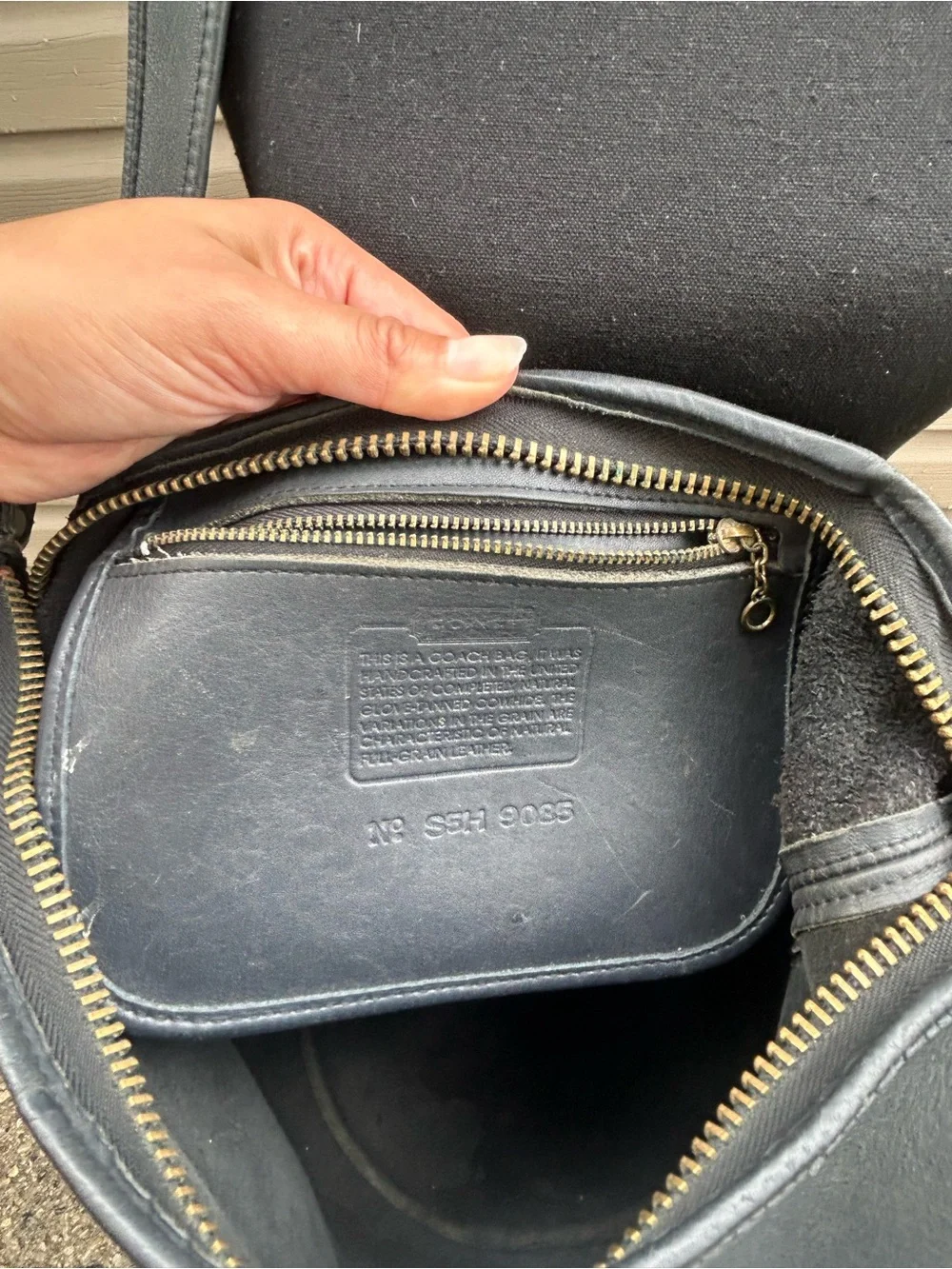 Vintage 1995 Coach Duffle Sac #9085 Black Glove Tanned Leather Made in USA